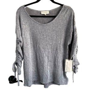 NWT Coverstitched Gray 3/4 Ruched Sleeve Sweater, Women’s, Sz Medium